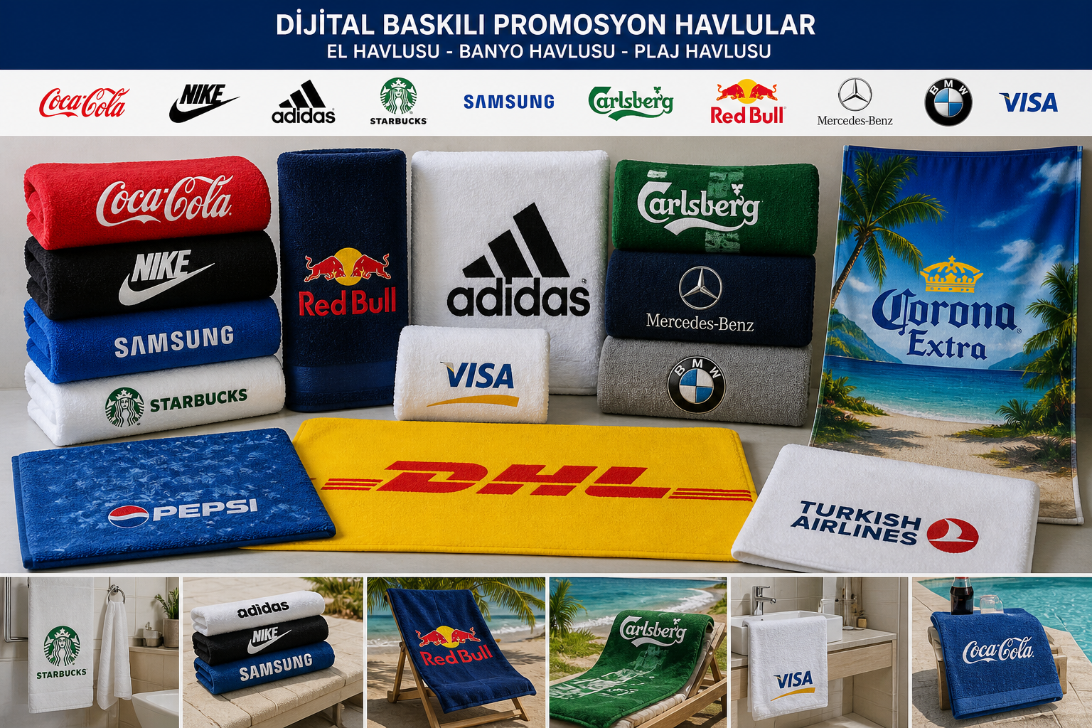 Dijital Baskılı Promosyon Havlu | El - Banyo - Plaj Havlusu Özel Üretim